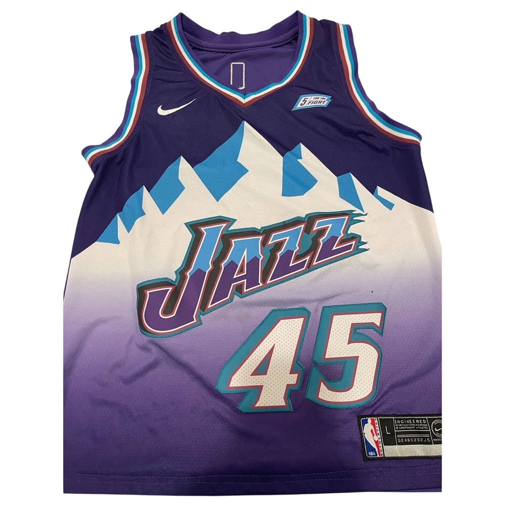 Vtg Utah Jazz Mountain Jersey Donovan Mitchell 45 Nike Swingman Large embroidery